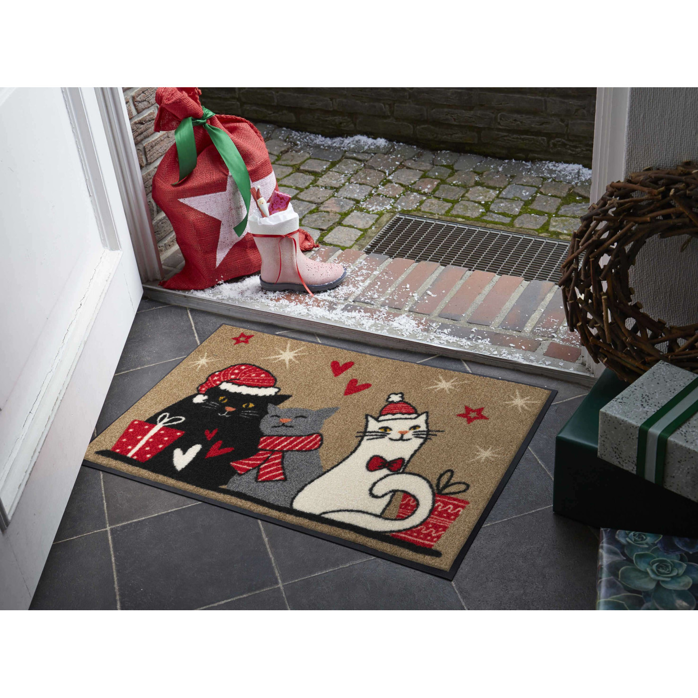 Paillasson de Noël « Christmas Cats » 50 x 75 - boutique en ligne BP Techem