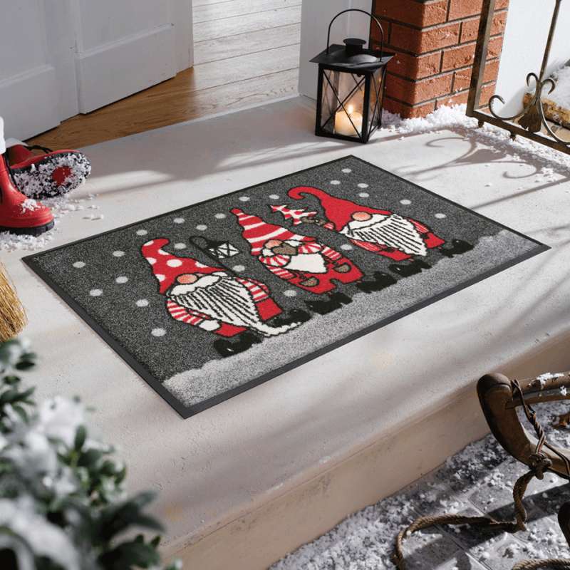 Paillasson de Noël « Winter Gnomes Grey » 40 x 60 cm - boutique en ligne BP Techem